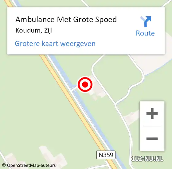 Locatie op kaart van de 112 melding: Ambulance Met Grote Spoed Naar Koudum, Zijl op 16 juni 2014 14:03