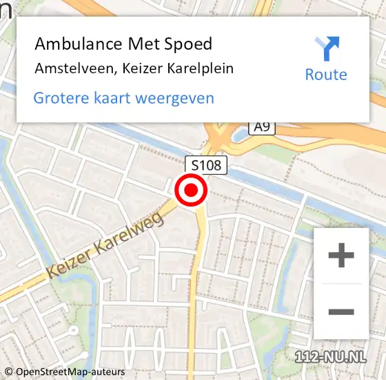 Locatie op kaart van de 112 melding: Ambulance Met Spoed Naar Amstelveen, Keizer Karelplein op 14 juli 2021 19:17