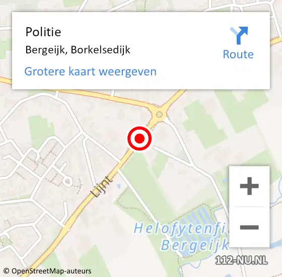 Locatie op kaart van de 112 melding: Politie Bergeijk, Borkelsedijk op 14 juli 2021 19:19