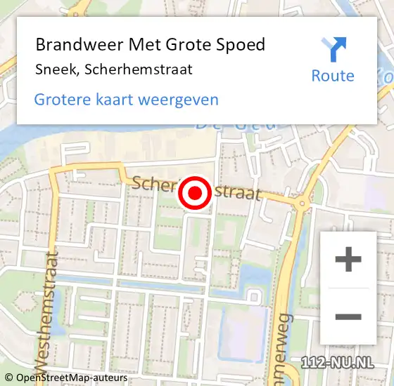 Locatie op kaart van de 112 melding: Brandweer Met Grote Spoed Naar Sneek, Scherhemstraat op 14 juli 2021 19:22