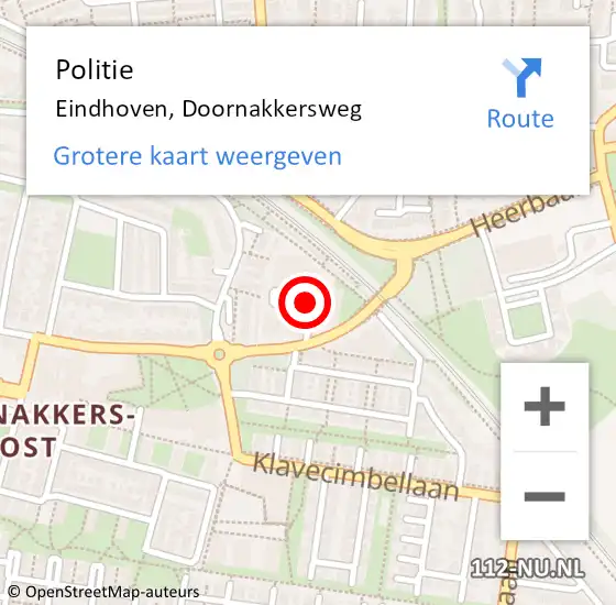 Locatie op kaart van de 112 melding: Politie Eindhoven, Doornakkersweg op 14 juli 2021 19:32