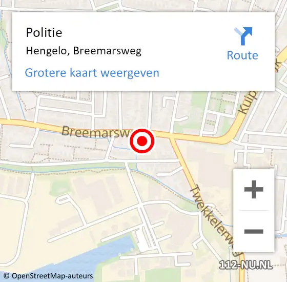 Locatie op kaart van de 112 melding: Politie Hengelo, Breemarsweg op 14 juli 2021 19:45