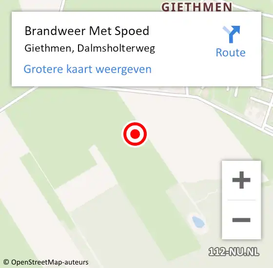 Locatie op kaart van de 112 melding: Brandweer Met Spoed Naar Giethmen, Dalmsholterweg op 14 juli 2021 19:46