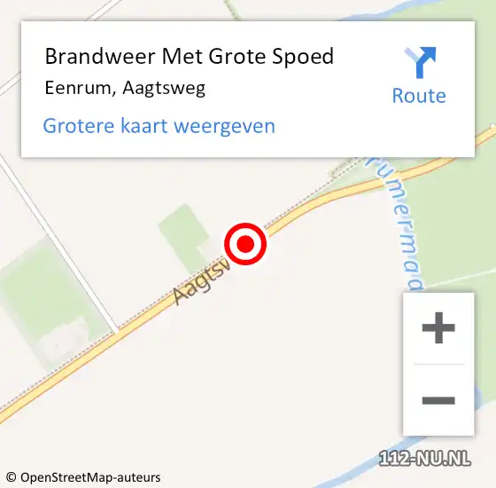 Locatie op kaart van de 112 melding: Brandweer Met Grote Spoed Naar Eenrum, Aagtsweg op 16 juni 2014 14:08