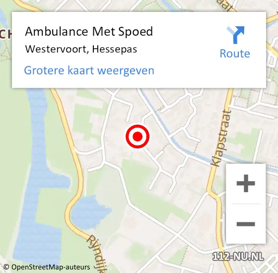 Locatie op kaart van de 112 melding: Ambulance Met Spoed Naar Westervoort, Hessepas op 14 juli 2021 19:49