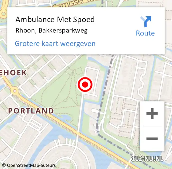 Locatie op kaart van de 112 melding: Ambulance Met Spoed Naar Rhoon, Bakkersparkweg op 14 juli 2021 20:03