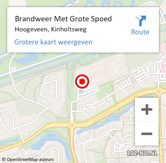 Locatie op kaart van de 112 melding: Brandweer Met Grote Spoed Naar Hoogeveen, Kinholtsweg op 14 juli 2021 20:03