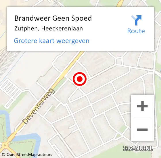 Locatie op kaart van de 112 melding: Brandweer Geen Spoed Naar Zutphen, Heeckerenlaan op 14 juli 2021 20:15