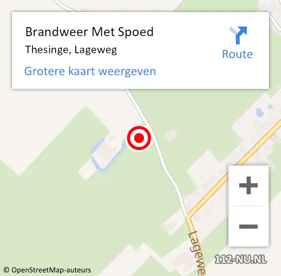 Locatie op kaart van de 112 melding: Brandweer Met Spoed Naar Thesinge, Lageweg op 14 juli 2021 20:17
