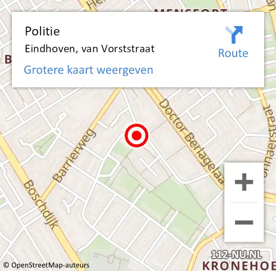 Locatie op kaart van de 112 melding: Politie Eindhoven, van Vorststraat op 14 juli 2021 20:20