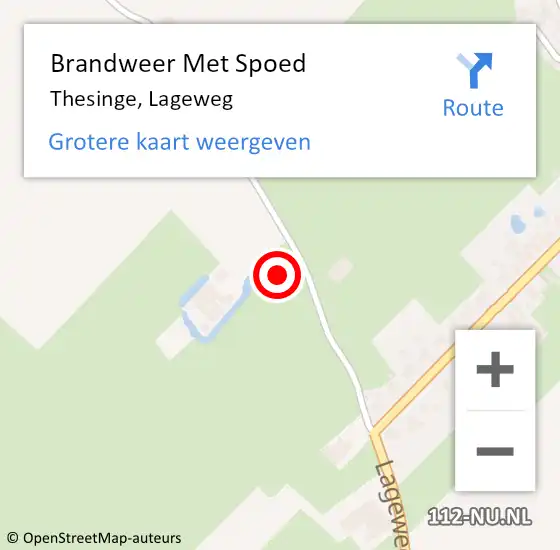 Locatie op kaart van de 112 melding: Brandweer Met Spoed Naar Thesinge, Lageweg op 14 juli 2021 20:20