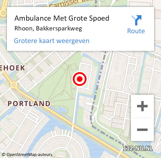 Locatie op kaart van de 112 melding: Ambulance Met Grote Spoed Naar Rhoon, Bakkersparkweg op 14 juli 2021 20:21