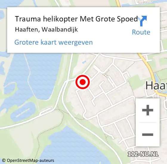 Locatie op kaart van de 112 melding: Trauma helikopter Met Grote Spoed Naar Haaften, Waalbandijk op 14 juli 2021 20:29