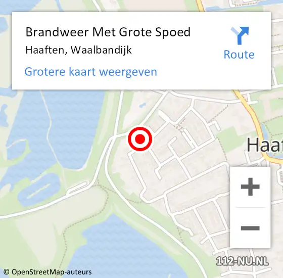 Locatie op kaart van de 112 melding: Brandweer Met Grote Spoed Naar Haaften, Waalbandijk op 14 juli 2021 20:32