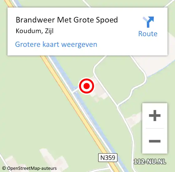 Locatie op kaart van de 112 melding: Brandweer Met Grote Spoed Naar Koudum, Zijl op 16 juni 2014 14:10