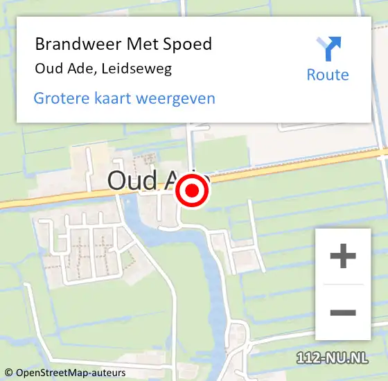 Locatie op kaart van de 112 melding: Brandweer Met Spoed Naar Oud Ade, Leidseweg op 14 juli 2021 20:39