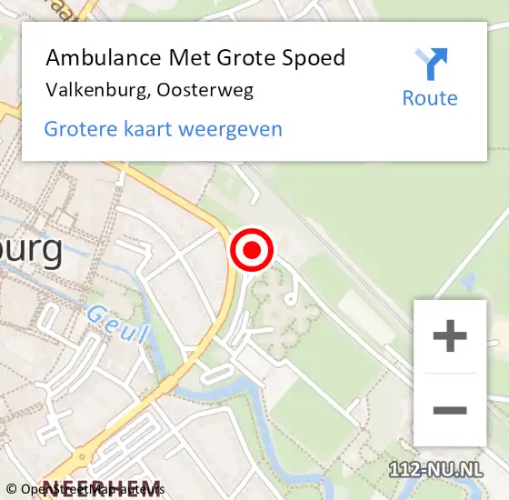 Locatie op kaart van de 112 melding: Ambulance Met Grote Spoed Naar Valkenburg, Oosterweg op 14 juli 2021 20:43