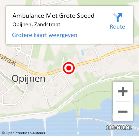 Locatie op kaart van de 112 melding: Ambulance Met Grote Spoed Naar Opijnen, Zandstraat op 14 juli 2021 21:02