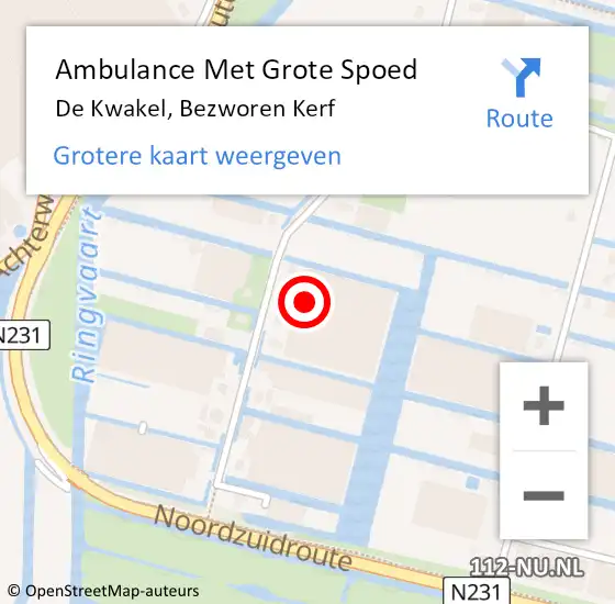 Locatie op kaart van de 112 melding: Ambulance Met Grote Spoed Naar De Kwakel, Bezworen Kerf op 14 juli 2021 21:05