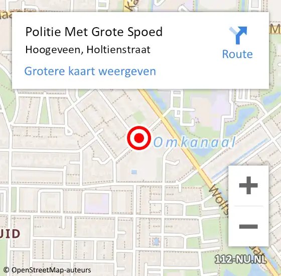 Locatie op kaart van de 112 melding: Politie Met Grote Spoed Naar Hoogeveen, Holtienstraat op 14 juli 2021 21:10