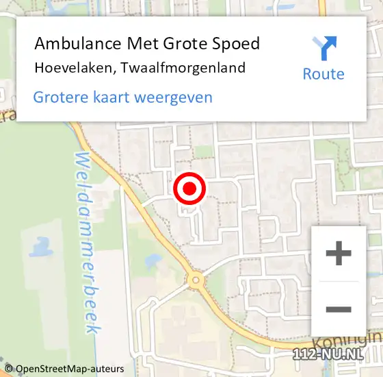 Locatie op kaart van de 112 melding: Ambulance Met Grote Spoed Naar Hoevelaken, Twaalfmorgenland op 14 juli 2021 21:15