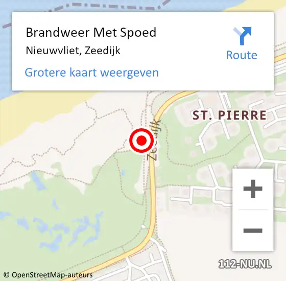 Locatie op kaart van de 112 melding: Brandweer Met Spoed Naar Nieuwvliet, Zeedijk op 14 juli 2021 21:15