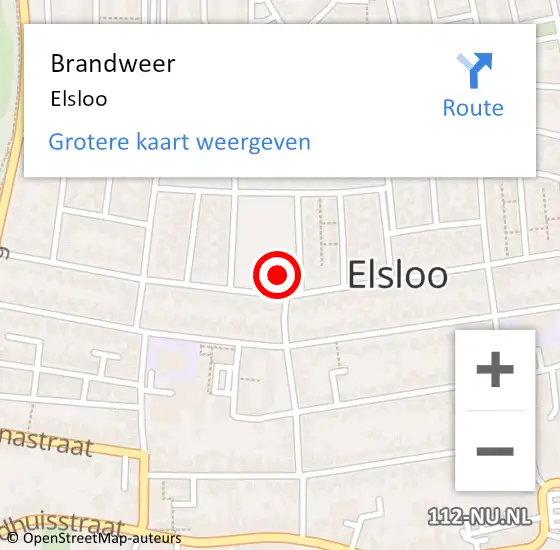 Locatie op kaart van de 112 melding: Brandweer Elsloo op 14 juli 2021 21:29