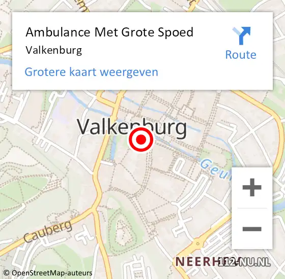 Locatie op kaart van de 112 melding: Ambulance Met Grote Spoed Naar Valkenburg op 14 juli 2021 21:30