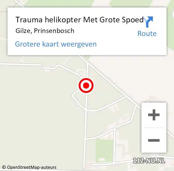 Locatie op kaart van de 112 melding: Trauma helikopter Met Grote Spoed Naar Gilze, Prinsenbosch op 14 juli 2021 21:33