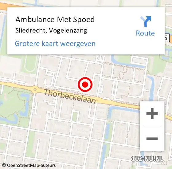 Locatie op kaart van de 112 melding: Ambulance Met Spoed Naar Sliedrecht, Vogelenzang op 14 juli 2021 21:48