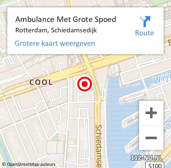 Locatie op kaart van de 112 melding: Ambulance Met Grote Spoed Naar Rotterdam, Schiedamsedijk op 14 juli 2021 21:57