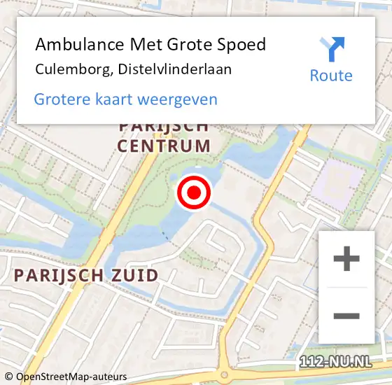 Locatie op kaart van de 112 melding: Ambulance Met Grote Spoed Naar Culemborg, Distelvlinderlaan op 14 juli 2021 22:07