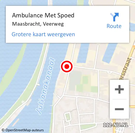 Locatie op kaart van de 112 melding: Ambulance Met Spoed Naar Maasbracht, Veerweg op 14 juli 2021 22:10