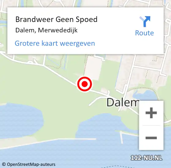 Locatie op kaart van de 112 melding: Brandweer Geen Spoed Naar Dalem, Merwededijk op 14 juli 2021 22:36