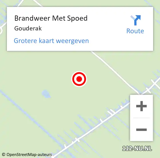 Locatie op kaart van de 112 melding: Brandweer Met Spoed Naar Gouderak op 14 juli 2021 22:44