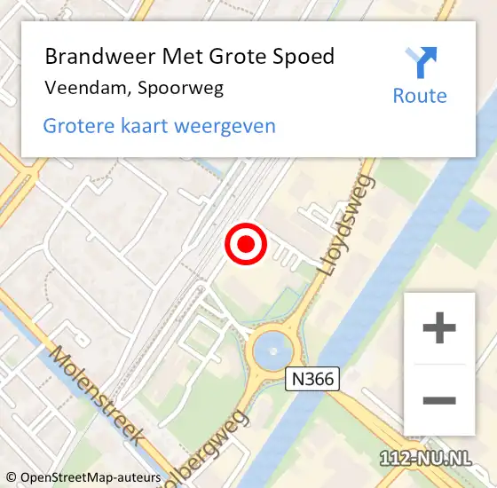 Locatie op kaart van de 112 melding: Brandweer Met Grote Spoed Naar Veendam, Spoorweg op 14 juli 2021 22:48