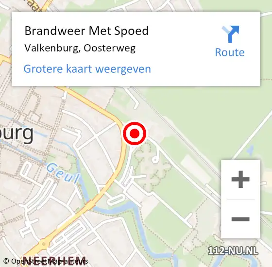 Locatie op kaart van de 112 melding: Brandweer Met Spoed Naar Valkenburg, Oosterweg op 14 juli 2021 22:51