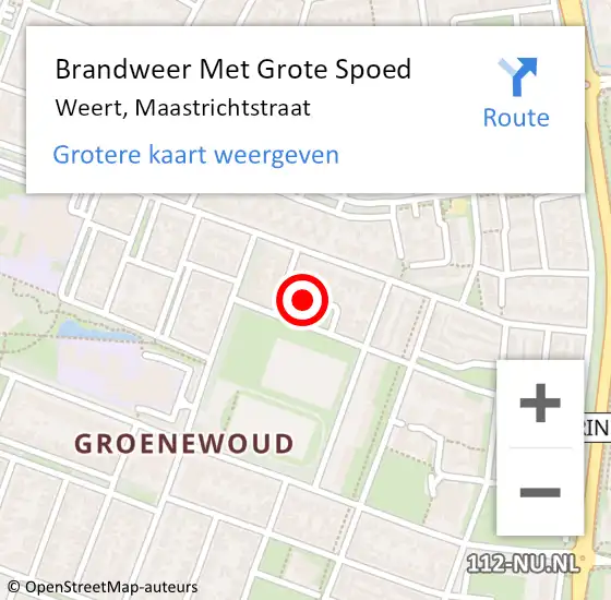 Locatie op kaart van de 112 melding: Brandweer Met Grote Spoed Naar Weert, Maastrichtstraat op 14 juli 2021 22:56