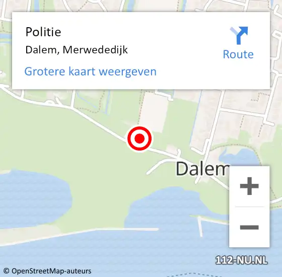 Locatie op kaart van de 112 melding: Politie Dalem, Merwededijk op 14 juli 2021 22:59