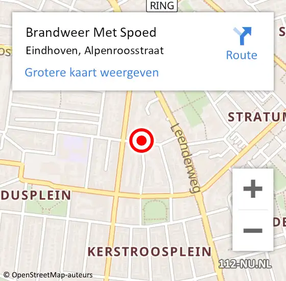 Locatie op kaart van de 112 melding: Brandweer Met Spoed Naar Eindhoven, Alpenroosstraat op 15 juli 2021 00:50