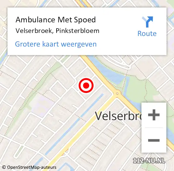 Locatie op kaart van de 112 melding: Ambulance Met Spoed Naar Velserbroek, Pinksterbloem op 15 juli 2021 00:57