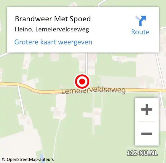 Locatie op kaart van de 112 melding: Brandweer Met Spoed Naar Heino, Lemelerveldseweg op 15 juli 2021 01:03