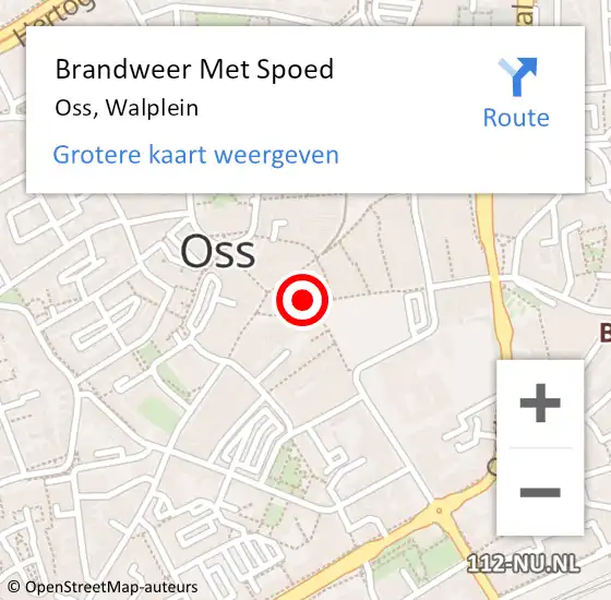 Locatie op kaart van de 112 melding: Brandweer Met Spoed Naar Oss, Walplein op 15 juli 2021 02:26