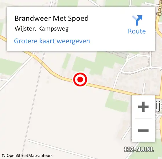 Locatie op kaart van de 112 melding: Brandweer Met Spoed Naar Wijster, Kampsweg op 15 juli 2021 02:34