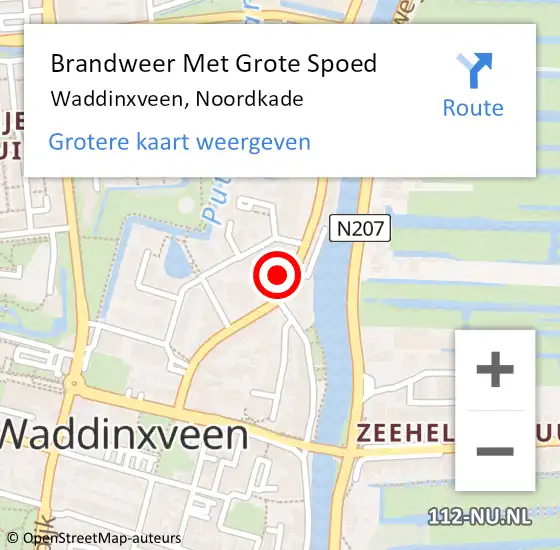 Locatie op kaart van de 112 melding: Brandweer Met Grote Spoed Naar Waddinxveen, Noordkade op 15 juli 2021 03:06