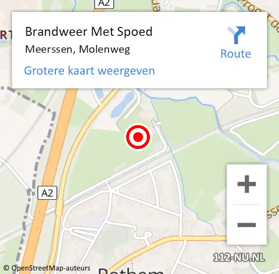 Locatie op kaart van de 112 melding: Brandweer Met Spoed Naar Meerssen, Molenweg op 15 juli 2021 05:17