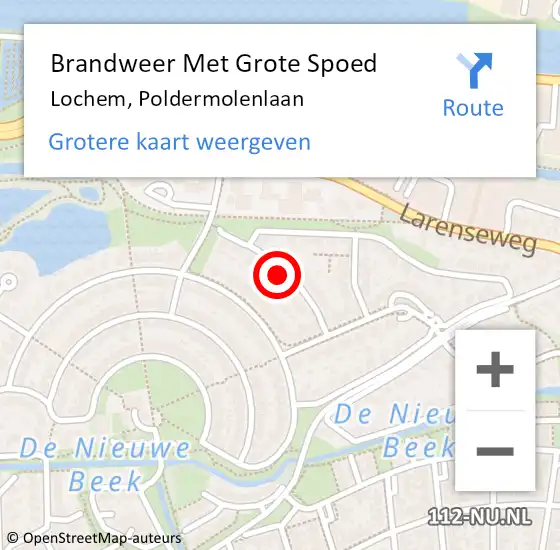 Locatie op kaart van de 112 melding: Brandweer Met Grote Spoed Naar Lochem, Poldermolenlaan op 15 juli 2021 05:36