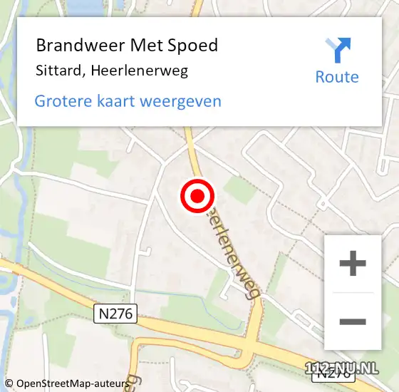 Locatie op kaart van de 112 melding: Brandweer Met Spoed Naar Sittard, Heerlenerweg op 15 juli 2021 06:08