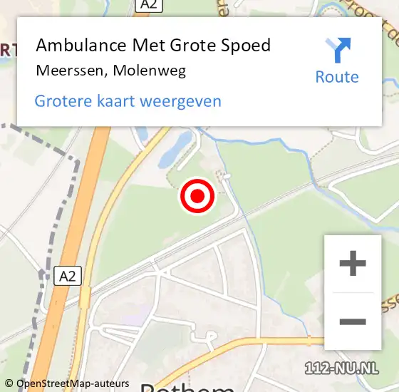 Locatie op kaart van de 112 melding: Ambulance Met Grote Spoed Naar Meerssen, Molenweg op 15 juli 2021 06:10