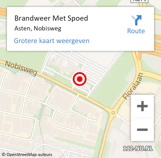 Locatie op kaart van de 112 melding: Brandweer Met Spoed Naar Asten, Nobisweg op 15 juli 2021 06:14